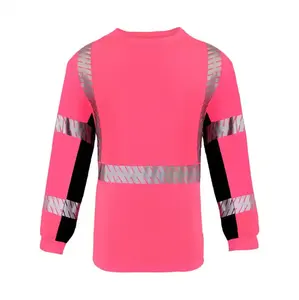 Smasys Hoge Kwaliteit Reflecterende Tape Longsleeve Veiligheidsshirts Ademend Vogeloog Werkklasse 2 Safety Shirt