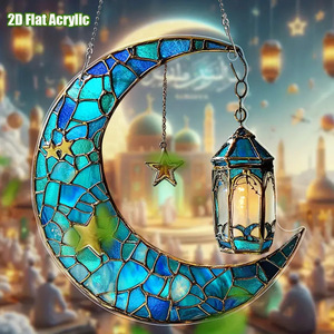 Ornamen Gantung Ramadan 2026 Kareem, Hiasan Pintu Islami Arab, Hadiah Ramadan dengan Lampu Bulan untuk Perlengkapan Pesta - Product Image 3