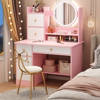 Table de maquillage moderne et simple pour chambre à coucher avec éclairage intégré, armoire de rangement multifonctionnelle, coiffeuse pour petits espaces, design panneau