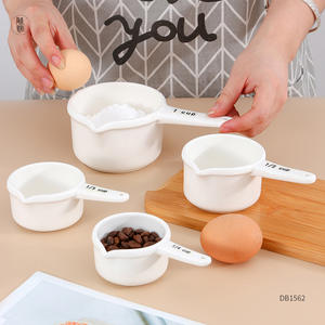 Ensemble de tasses à mesurer en céramique, 4 pièces, blanc, avec échelle, pour la pâtisserie, utilisation en cuisine, DB1562 - Product Image 1