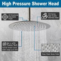 Ensemble de robinetterie de douche pluie ronde 12 pouces tout en métal nickel brossé à 1 poignée avec fixation murale pour salle de bain, incluant un kit de finition de vanne de douche