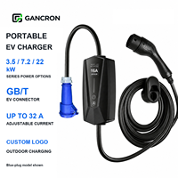 Chargeur EV portable d'extérieur de Shenzhen, logo personnalisé, réglable 32A 3.5kw 7.2kw 22kw GBT pour voitures et véhicules électriques