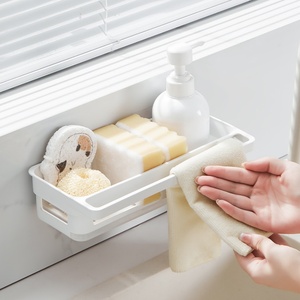 Wall Mounted <b>Kitchen</b> Storage Rack Wall <b>Shelf</b> No Drill <b>Small</b> Size Plastic Spice Condiments Organizer with Towel Rack - Product Image 5