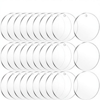 Ornements en acrylique transparent de 4 pouces - 30 pièces, disques circulaires vierges avec trou, décoration de Noël et pour projets d'artisanat en vinyle