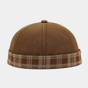 Nouvelle Arrivée HZM-26122 Casquette de Baseball Sans Visière Tendance Urbaine à Motif Écossais et Détails en Coton - Product Image 5