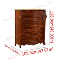 Commode vintage à 6 tiroirs en bois massif, commode sculptée style farmhouse à profondeur réduite, rangement haut, largeur 43 pouces, pour chambre à coucher