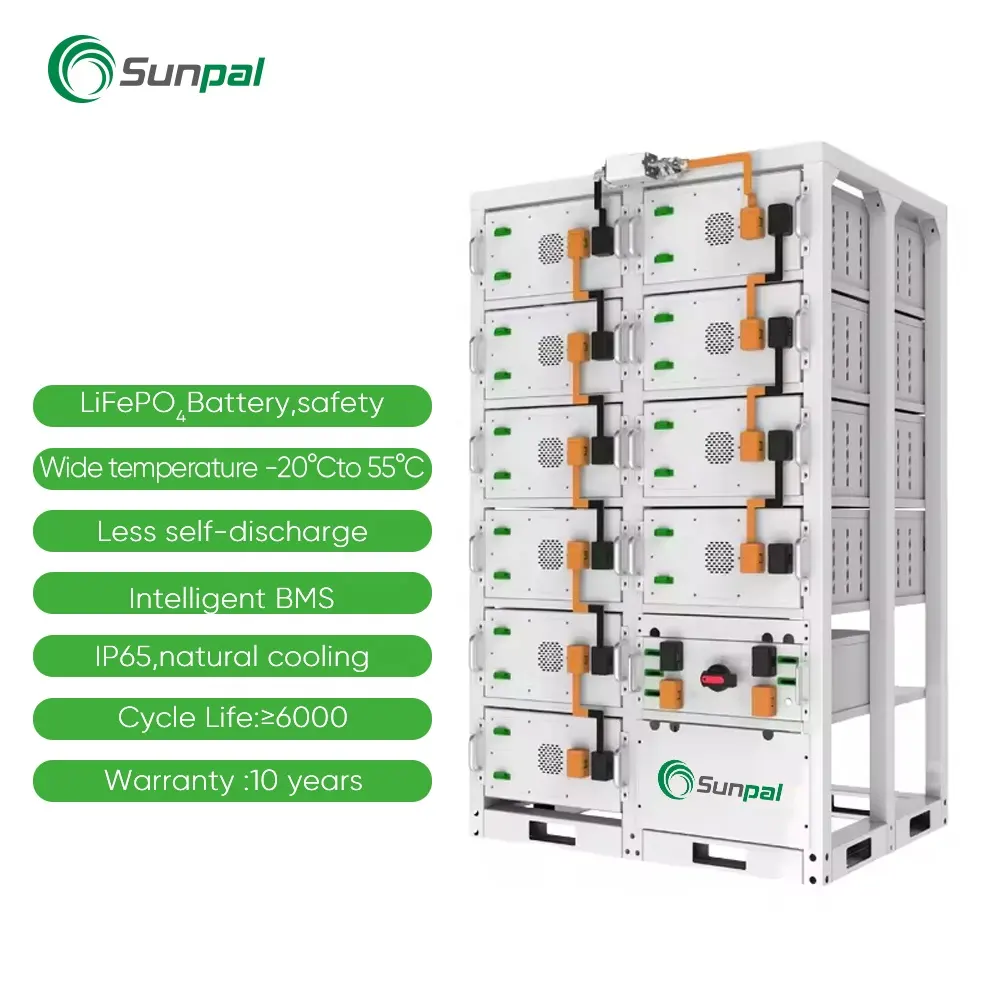 Sunpal بطاريات قابلة للرص 51.2 فولت 358.4 فولت 280 أمبير حزمة بطارية ليثيوم أيون قابلة لإعادة الشحن مع Bms