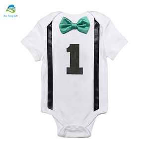 Las mejores ventas divertido bebé <span class=keywords><strong>niño</strong></span> Primer Cumpleaños ropa de <span class=keywords><strong>niño</strong></span> con corbata de moño - Product Image 3