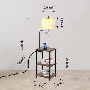 Lampe autoportante personnalisée en usine pour lampadaire de chambre à coucher et de salon avec finition en laiton brossé de table et abat-jour bleu - Product Image 2