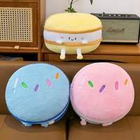 Coussin en peluche Macaron et Hamburger mignon, oreiller de dossier doux tissé pour la décoration intérieure