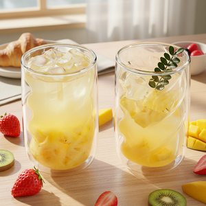 Taza de Café de Vidrio Borosilicato de Doble Capa con Diseño Divertido, Resistente al Calor y Aislante, Ecológica, de Grado Alimenticio, Estilo Americano - Product Image 1