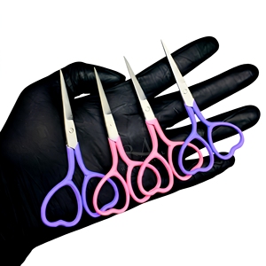 <b>Pink</b> And Purple Powder Color Silver tip <b>Heart</b> Shape Manicure Scissor Stainless Steel Sharp Tip Cuticle Trimmer Beauty Instrument - Product Image 1