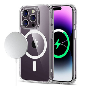 เคสกระเป๋าโทรศัพท์มือถือชาร์จไร้สายขายส่งสำหรับ iPhone 14 13 15 PRO MAX 12 11 PRO MAX เคสโทรศัพท์แม่เหล็ก PC ใส - Product Image 1