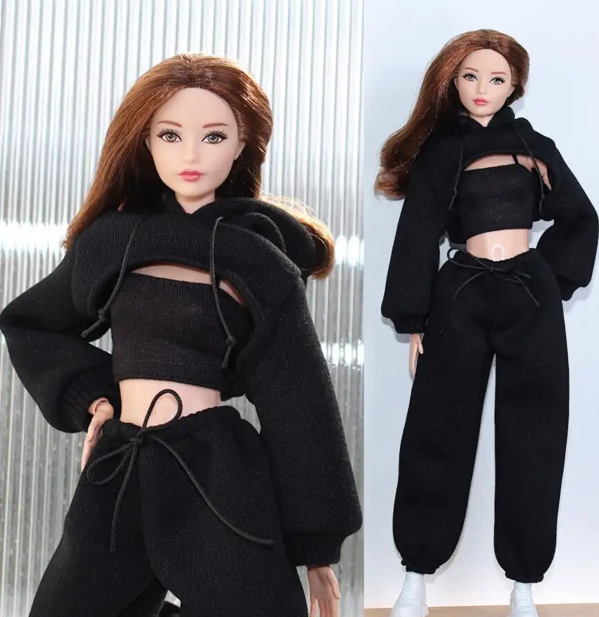 ตุ๊กตาบาร์บี้ BJD ขนาด30cm งานแฮนด์เมดคุณภาพสูงขนาด1/6เสื้อผ้าสวมใส่สบายๆชุดกันเหงื่อพร้อมฮู้ดตัดสำหรับตุ๊กตาบาร์บี้