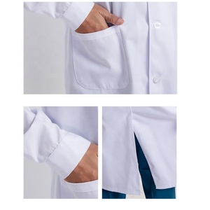 OEM stampa camice bianco scuola di medicina camice bianco ricamo logo di lavoro polvere medico bianco <span class=keywords><strong>camici</strong></span> da laboratorio <span class=keywords><strong>con</strong></span> colletto tasche - Product Image 4