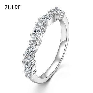 Conjunto de Anillos de Boda Unisex de Moda con Brillantes, Regalo de Aniversario, Corte Marquesa y Redondo, Anillo de Media Eternidad Clásico para Hombre y Mujer - Product Image 1