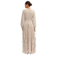 Robe tunique musulmane design personnalisé à col rond Robe plissée en dentelle pour femmes musulmanes élégantes et modestes robes musulmanes