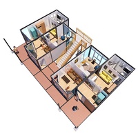 Maisons préfabriquées en conteneurs détachables de 40 pieds, maisons préfabriquées à 2 étages avec véranda en verre, 3 chambres, hôtel préfabriqué de luxe pour hôtellerie de tourisme