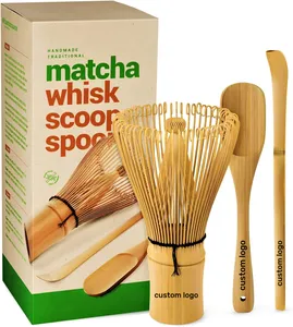 Handmade Japanese Traditional Scoop Tea Spoon Matcha Whisk 100% Natural Bamboo Matcha Whisk Set