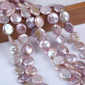 Perles d'eau douce baroques rondes violettes Wenchi 18 cm 13-14 mm, perles naturelles en vrac pour bijoux DIY, modèle 30593, couleur rose - Product Image 4