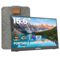 Monitor LCD 15.6 Inci 60Hz FHD 1080P Layar Komputer Portabel Dengan Casing Kulit untuk Laptop PC Kantor Bisnis Kerja
