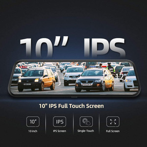 Enregistreur vidéo DVR de voiture 10 pouces 1080P, caméra de tableau de bord à écran tactile, double objectif, Streaming, enregistreur de conduite, rétroviseur, caméra de tableau de bord - Product Image 2
