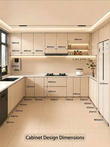 Mobili da <span class=keywords><strong>Cucina</strong></span> Moderni in Legno Massello su Misura con Contenitore Nascosto per Riso, Organizzatore Multifunzionale Resistente all'Acqua, <span class=keywords><strong>Dimensioni</strong></span> Personalizzabili - Product Image 6