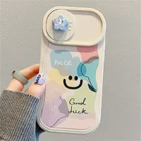 INS Mignon 3D Étoile Arc-En-Vague Bord Pousser Fenêtre De Protection Silicone Étui Souple pour iphone 15 14 Pro Max 13 12 11 Couverture Antichoc