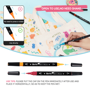 <span class=keywords><strong>Arrtx</strong></span> AACM-03-64C Marqueur acrylique de haute qualité 64 couleurs Marqueurs de peinture lavables à base d'eau à double pointe - Product Image 4