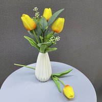 Grosir bunga hias lainnya harga rendah pabrik bunga sutra tulip buatan kustom sentuhan nyata untuk dekorasi meja rumah