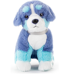 B143 OEM Mountain Dog Blue Teal Poliéster Suave Peluche de peluche Animal de piel sintética Pila larga Peluda Venta al por mayor Adorable Blue Dog - Product Image 1