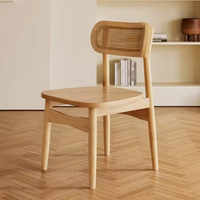 Chaises de salle à manger en bois et en rotin, adaptées aux maisons, hôtels et gîtes; style vintage; chaises décontractées de luxe léger