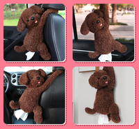 Boîte à mouchoirs de voiture mignonne, boîte à mouchoirs créative et adorable en peluche de chien en peluche pour accoudoir de voiture, siège suspendu, accessoires de boîte à mouchoirs