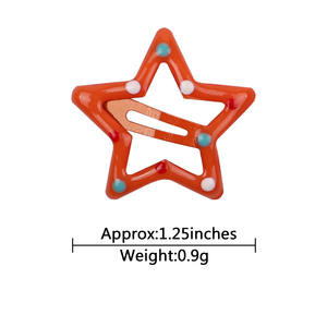 Pince à cheveux antidérapante étoile couleur bonbon pour enfants, design à bords effet goutte de peinture pour la décoration des cheveux des filles - Product Image 3
