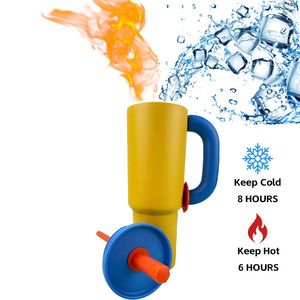 Gobelet isotherme <span class=keywords><strong>en</strong></span> acier inoxydable <span class=keywords><strong>de</strong></span> 40 oz avec poignée, maintien <span class=keywords><strong>de</strong></span> la chaleur et du froid pendant 6 à 12 h, anti-fuite, avec paille et couvercle à paille, tasse thermos - Product Image 2