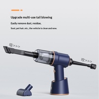 Aspirateur de voiture portable LT-117 120W sans fil rechargeable avec lumière LED, plusieurs buses, sans sac, pour voiture et usage domestique