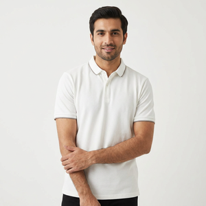 Polo d'été pour homme à manches courtes, personnalisable avec logo OEM, style simple, rayures contrastées, col teint en pièce, motif vierge - Product Image 1