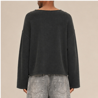 Kaos Lengan Panjang Oversize Custom Waffle dari Kain Serat Bambu Katun Tebal, Kaos Lengan Panjang Thermal Cropped Boxy untuk Pria