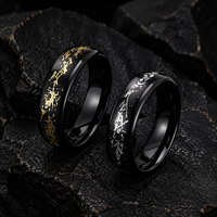 Bague de déclaration JLM vintage en acier titane avec incrustation feuille d'or et d'argent pour couples, hommes et femmes, pour mariage, fiançailles, anniversaire, cadeau bijou