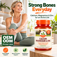Capsules de calcium, magnésium et zinc en marque privée, santé des os, fonction nerveuse, soutien immunitaire, femmes, 100 capsules