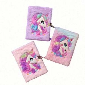 Cuaderno de Peluche con Cubierta de Unicornio, Colorido y Adorable, para Material Escolar al por Mayor - Product Image 3