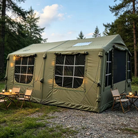 Tente de camping gonflable en polyester et coton TC 210G, 3,6*4,8m, résistante au vent et à l'eau, quatre saisons, deux chambres, montage rapide et automatique, portable
