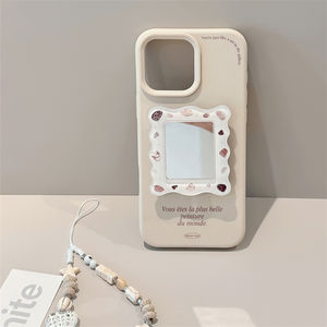 Style français pour Iphone16 étui <span class=keywords><strong>de</strong></span> téléphone portable 15promax <span class=keywords><strong>coque</strong></span> miroir support 13 avancé 14 lanière 12 pas cher en gros Durable - Product Image 2