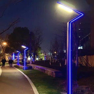 Lampe à pilier à bande bleue <span class=keywords><strong>avec</strong></span> détecteur de mouvement optique pour l'éclairage paysager de jardin, de route, de trottoir, lampadaire solaire - Product Image 1