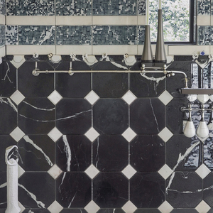 Piastrelle a Mosaico Ottagonali da 10 Pollici in <span class=keywords><strong>Marmo</strong></span> <span class=keywords><strong>Bianco</strong></span> Carrara Dorato Lucido per Pavimenti, Pareti, Bagno e <span class=keywords><strong>Cucina</strong></span> - Product Image 3