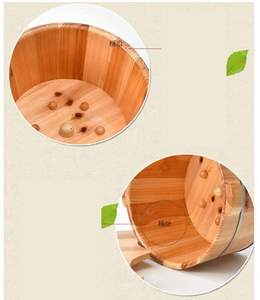 杉の木の厚くされた自然な厚くフットベイスン木製バケットフットスパタブ家庭用睡眠、改善 - Product Image 3