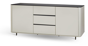 Credenza Moderna Minimalista con Piano in <span class=keywords><strong>Vetro</strong></span>, Mobile da Soggiorno con 2 Ante e 3 Cassetti - Product Image 5