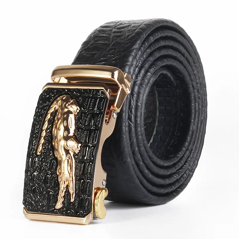 Crocodile pattern belt men belt automatic buckle leather belt cowhide trend business fashion all-match trousers
