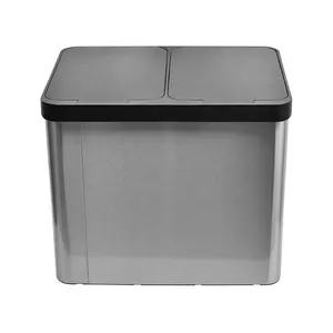 Caixote de lixo e reciclagem em aço inoxidável 40l 60l dois compartimentos