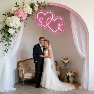 لافتة نيون LED مخصصة للزفاف، تصميم حروف وقلوب حسب الطلب، ديكور جداري قابل للتعتيم عبر USB بأحجام وألوان متعددة - Product Image 4